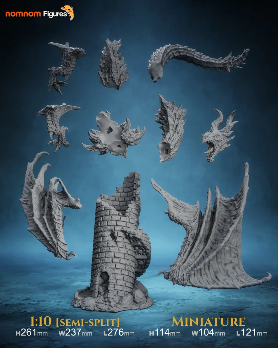 Alduin | Fan Art | 3D Printed Resin Model Garage Kit | *Un-Painted* | Nomnom 12
