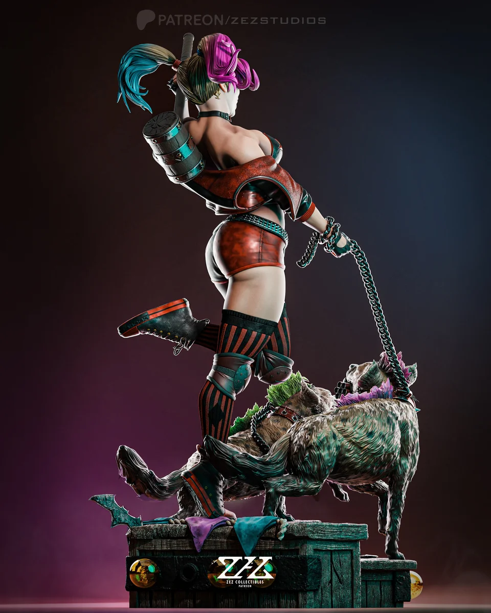 Harley Quinn | Fan Art | 3D Printed Resin Model Garage Kit | *Un-Painted* | ZEZ Studio 6