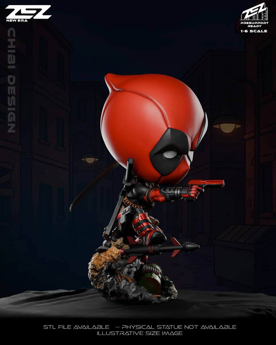 Chibi Deadpool | Fan Art | 3D Printed Resin Model Garage Kit | *Un-Painted* | ZEZ Studio 5