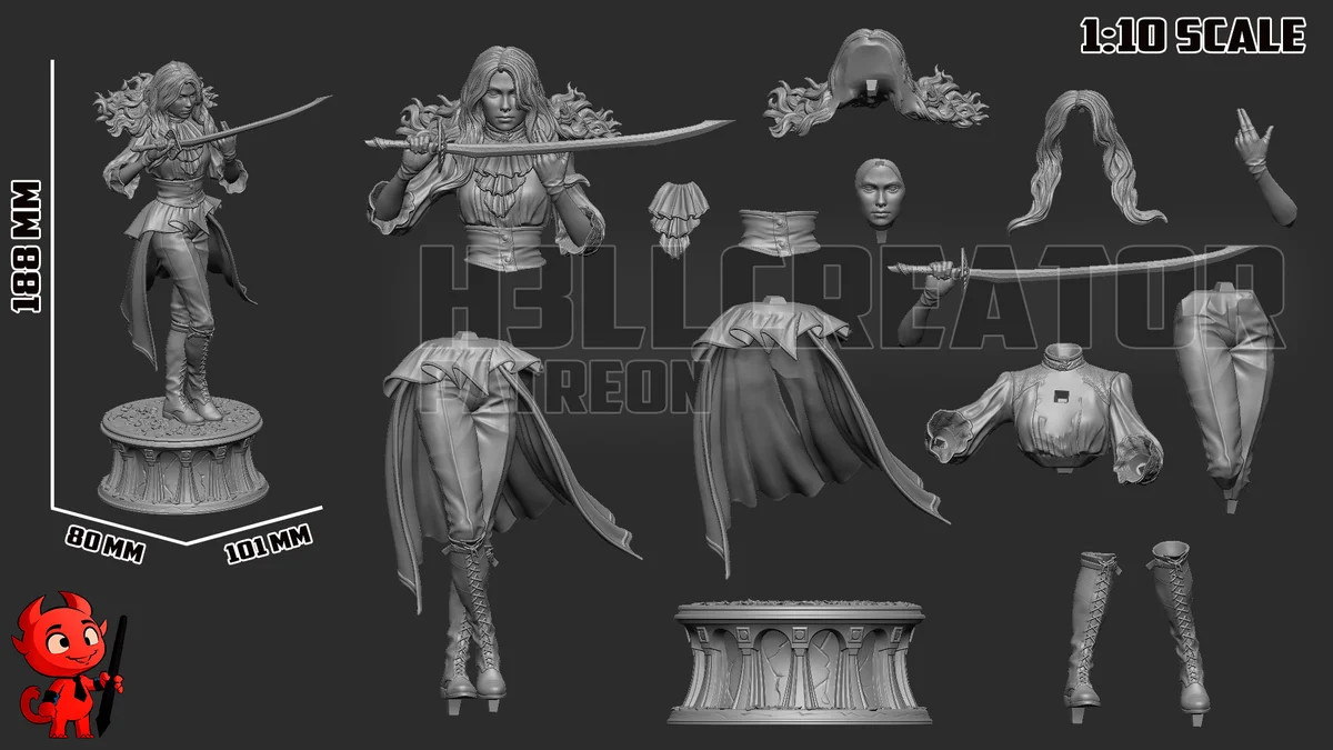 Maelle | Fan Art | 3D Printed Resin Model Garage Kit | *Un-Painted* | H3LL Creator 13