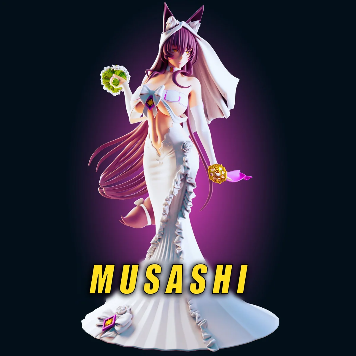 Cat Bride | Fan Art | 3D Printed Resin Model Garage Kit | *Un-Painted* | Officer Rhu 2