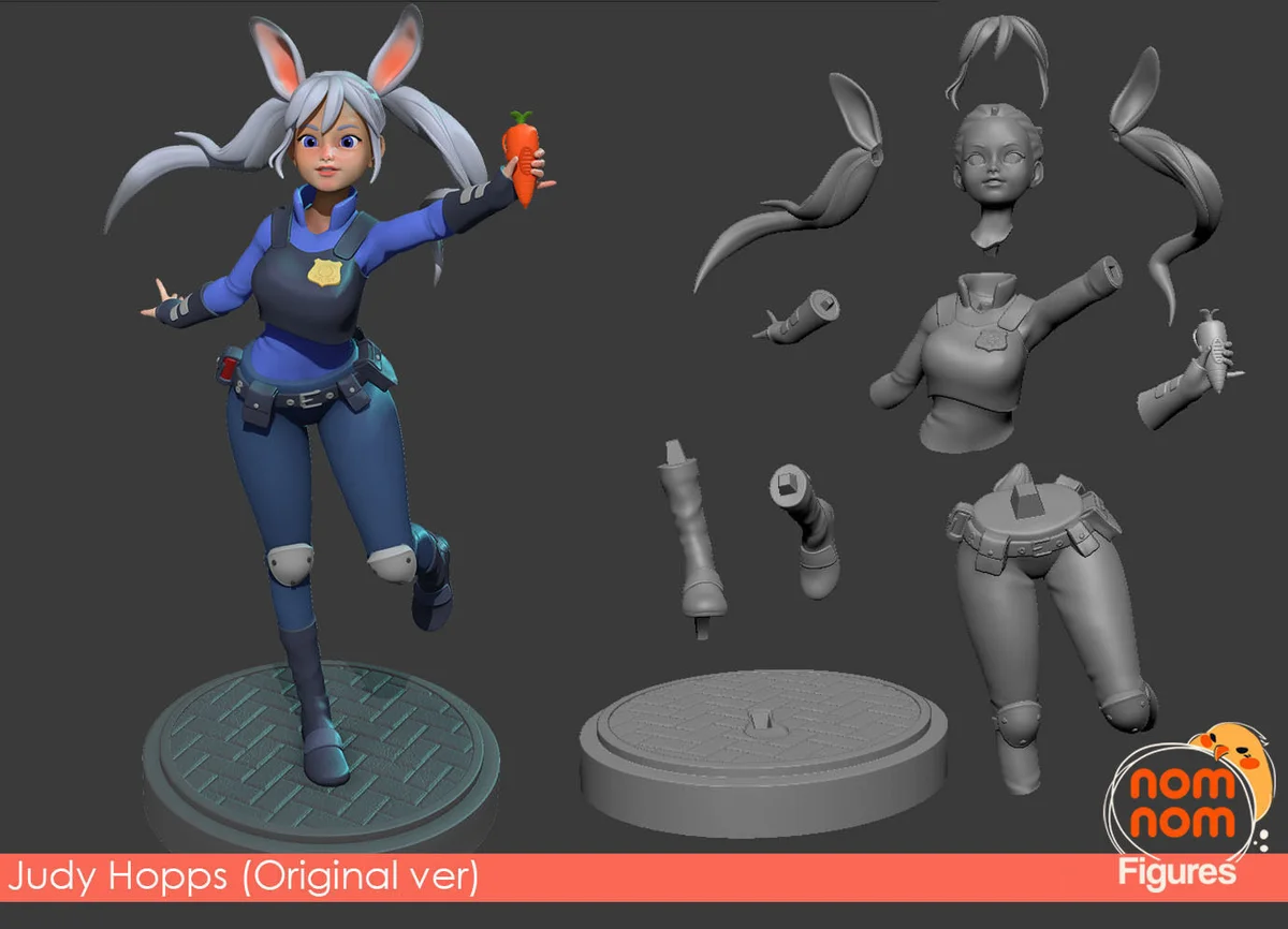 Judy Hopps - Zootopia | Fan Art | 3D Printed Resin Model Garage Kit | *Un-Painted* | Nomnom 6