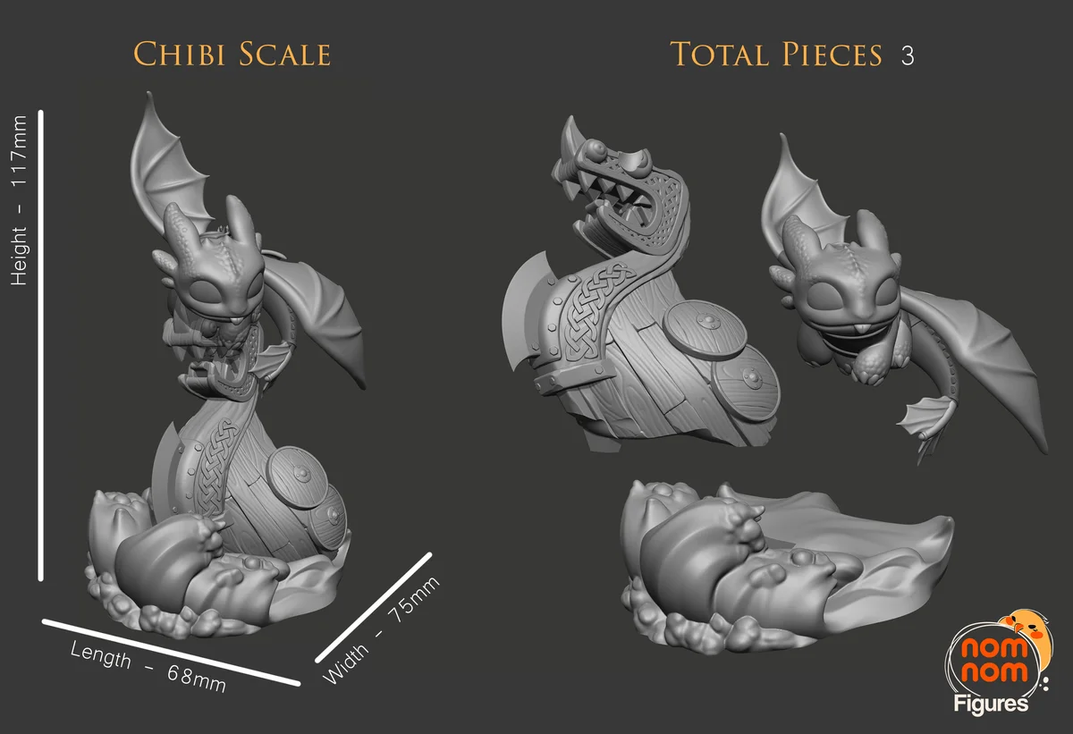 Chibi Toothless | Fan Art | 3D Printed Resin Model Garage Kit | *Un-Painted* | Nomnom 7