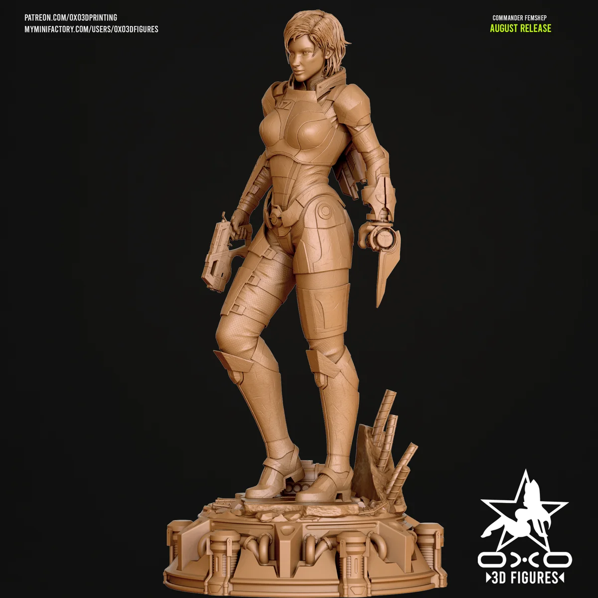 Commander FemShep | Fan Art | 3D Printed Resin Model Garage Kit | *Un-Painted* | OXO3D 4