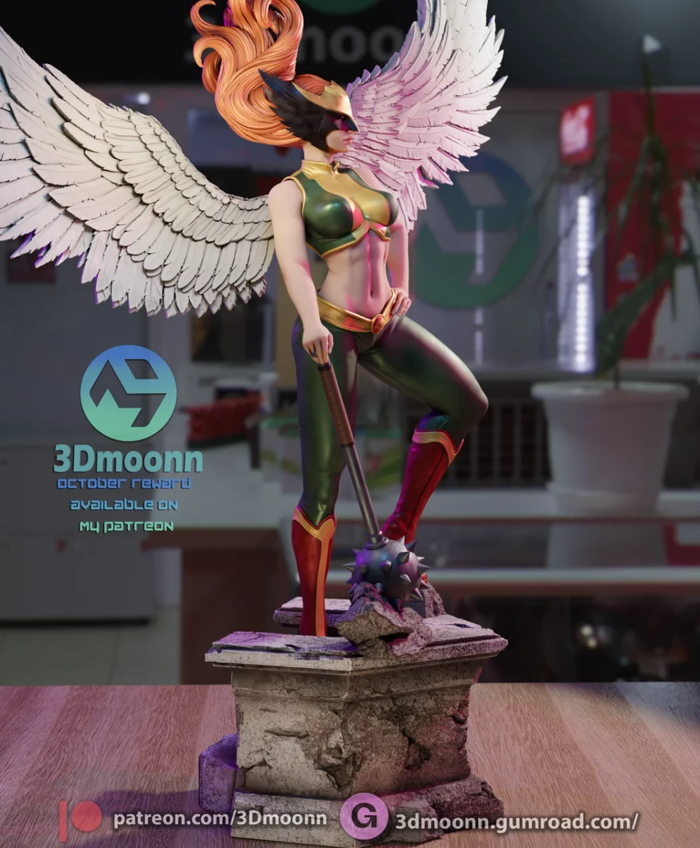 Hawkgirl | Fan Art | 3D Printed Resin Model Garage Kit | *Un-Painted* | 3DMoonn 6