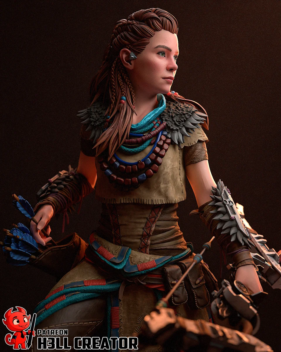 Aloy | Fan Art | 3D Printed Resin Model Garage Kit | *Un-Painted* | H3LL Creator 5