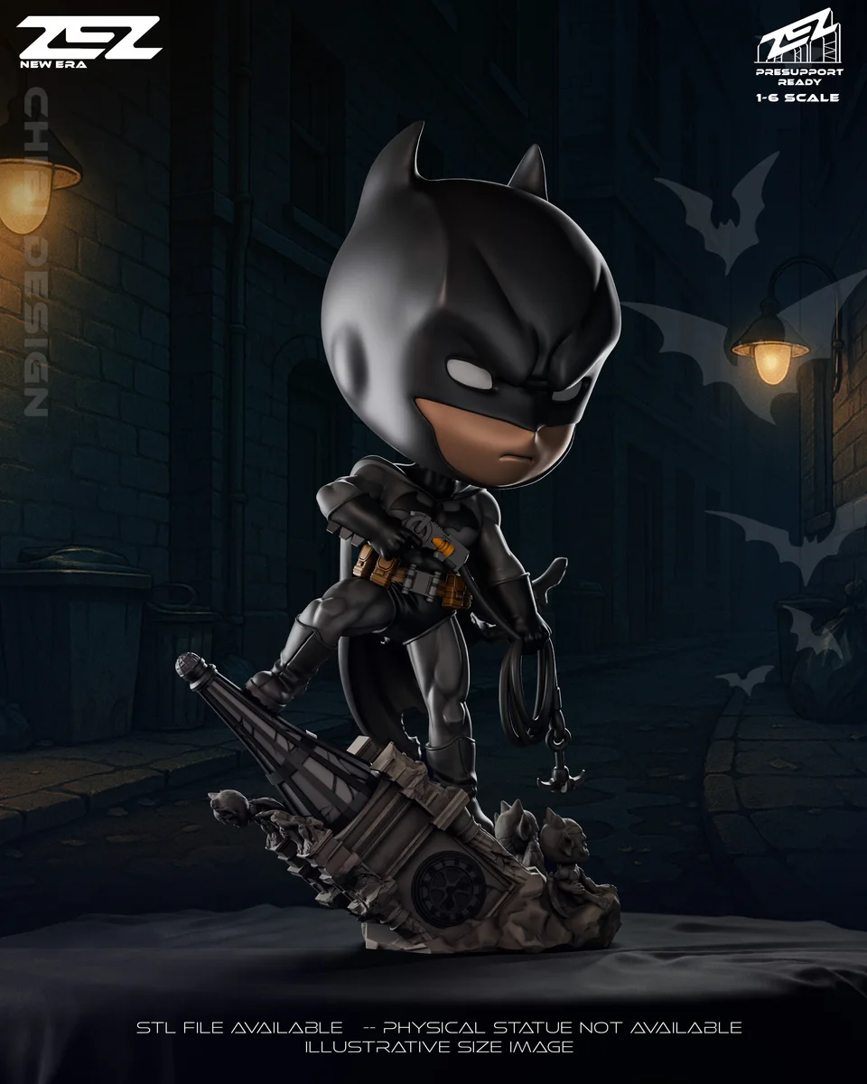 Chibi Batman | Fan Art | 3D Printed Resin Model Garage Kit | *Un-Painted* | ZEZ Studio 5