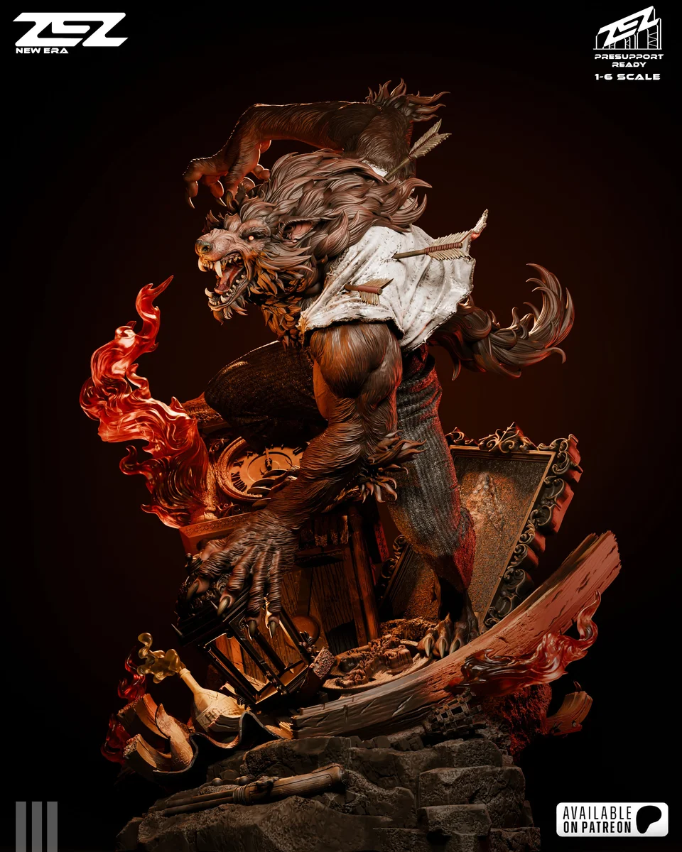 Werewolf | Fan Art | 3D Printed Resin Model Garage Kit | *Un-Painted* | ZEZ Studio 4