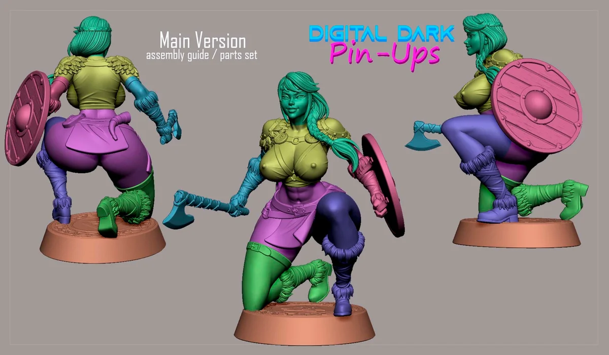 Viking Maiden | Fan Art | 3D Printed Resin Model Garage Kit | *Un-Painted* | Digital Dark 9