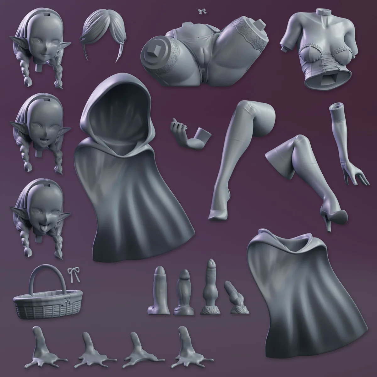 Elf Red Riding Hood | Fan Art | 3D Printed Resin Model Garage Kit | *Un-Painted* | KiTNo 7