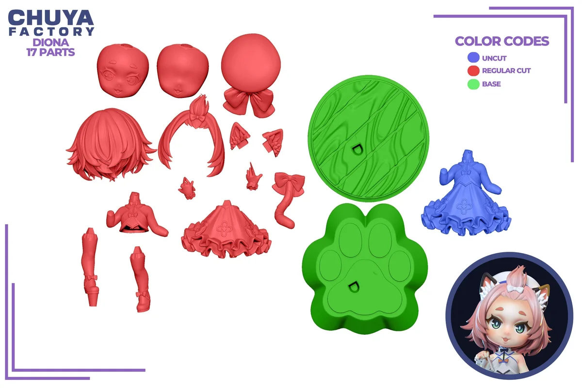 Chibi Diona | Fan Art | 3D Printed Resin Model Garage Kit | *Un-Painted* | Chuya Factory 14