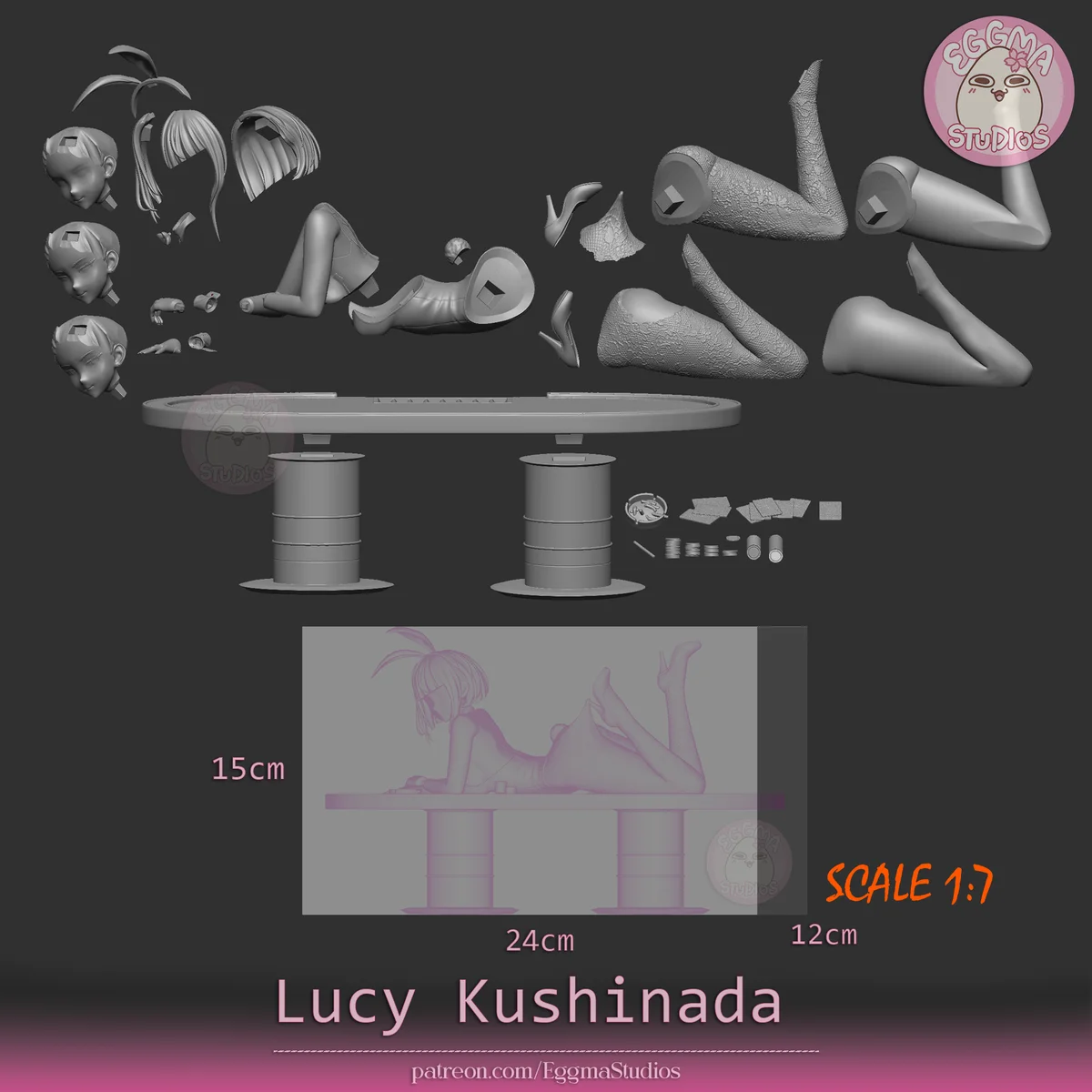 Lucy Kushinada - (Bunny) | Fan Art | 3D Printed Resin Model Garage Kit | *Un-Painted* | EggmaStudios 5