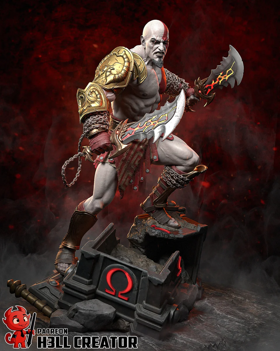 Kratos | Fan Art | 3D Printed Resin Model Garage Kit | *Un-Painted* | H3LL Creator 4