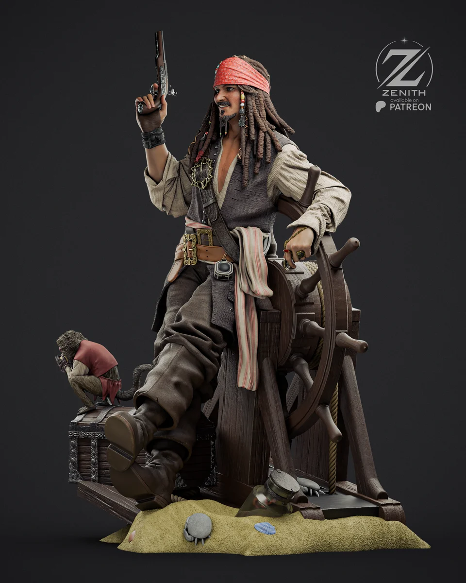 Jack Sparrow | Fan Art | 3D Printed Resin Model Garage Kit | *Un-Painted* | Zenith Studios 4