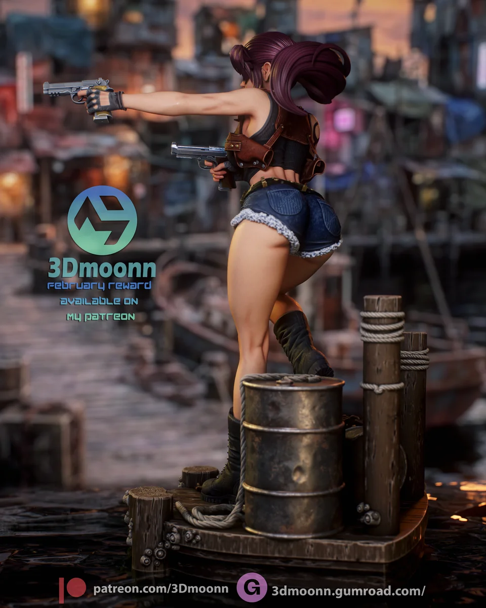 Revy | Fan Art | 3D Printed Resin Model Garage Kit | *Un-Painted* | 3DMoonn 7