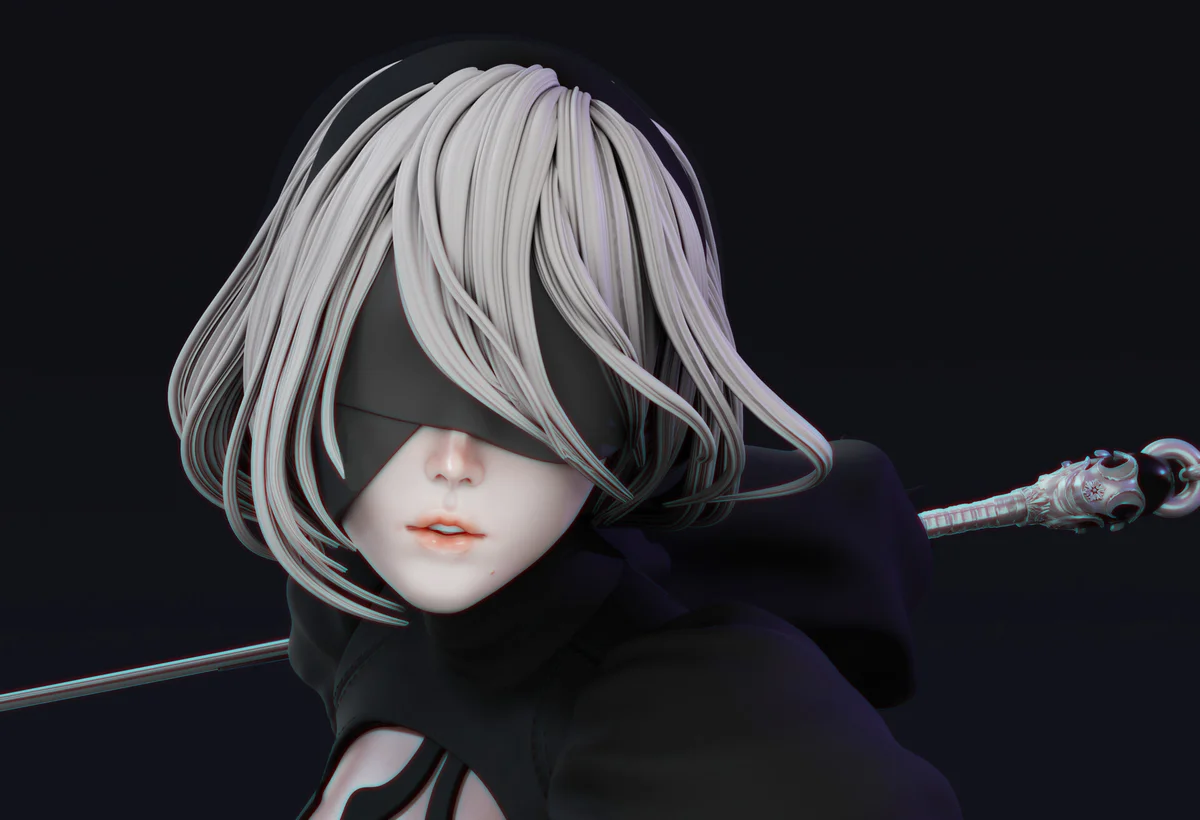 2B | Fan Art | 3D Printed Resin Model Garage Kit | *Un-Painted* | Nympha3D 6