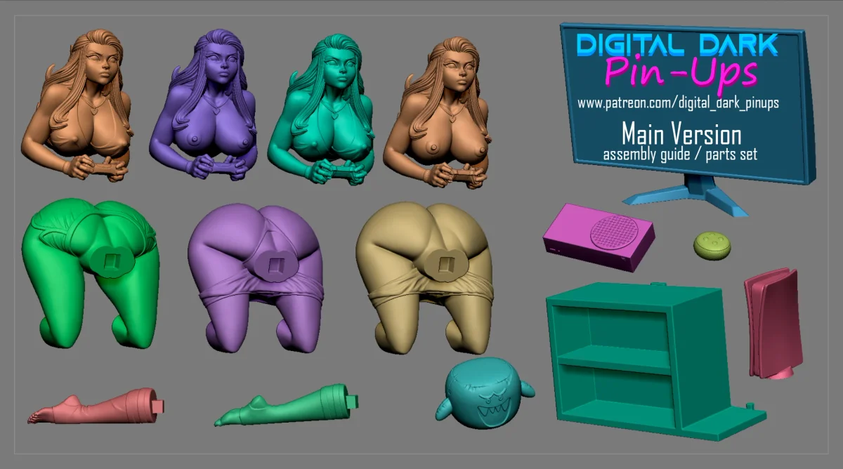 Gamer Girl 5 | Fan Art | 3D Printed Resin Model Garage Kit | *Un-Painted* | Digital Dark 5