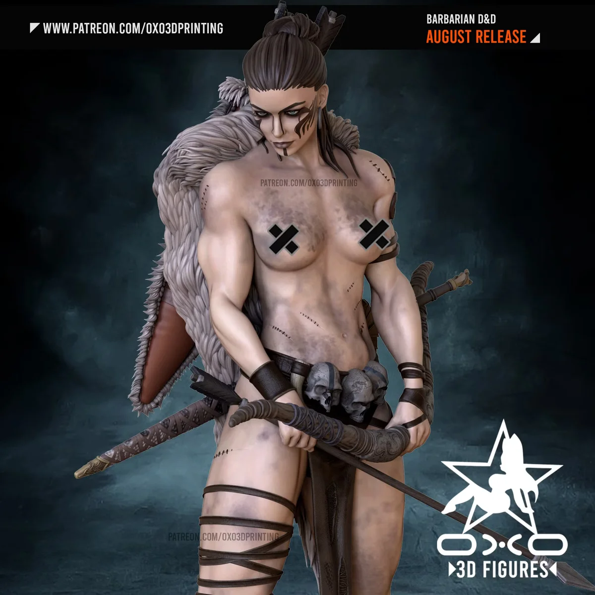 Barbarian Warrior | Fan Art | 3D Printed Resin Model Garage Kit | *Un-Painted* | OXO3D 8