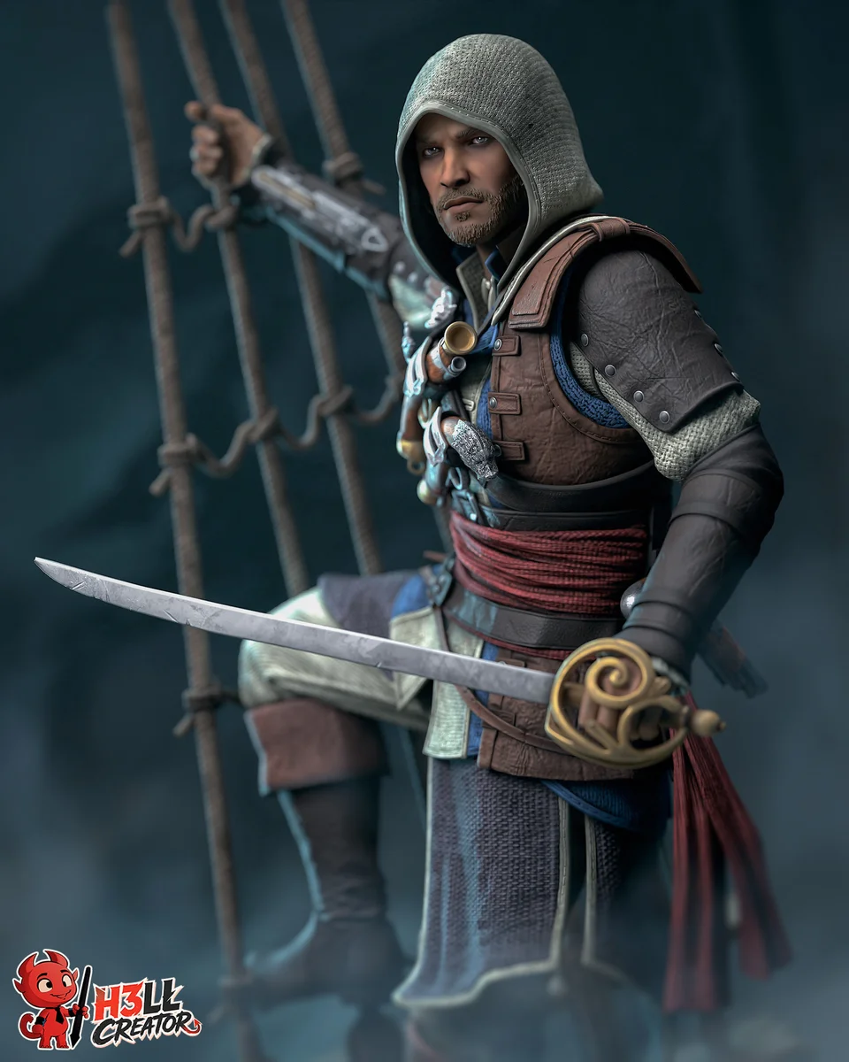 Edward Kenway | Fan Art | 3D Printed Resin Model Garage Kit | *Un-Painted* | H3LL Creator 3