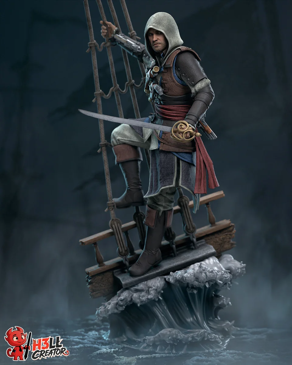 Edward Kenway | Fan Art | 3D Printed Resin Model Garage Kit | *Un-Painted* | H3LL Creator 4