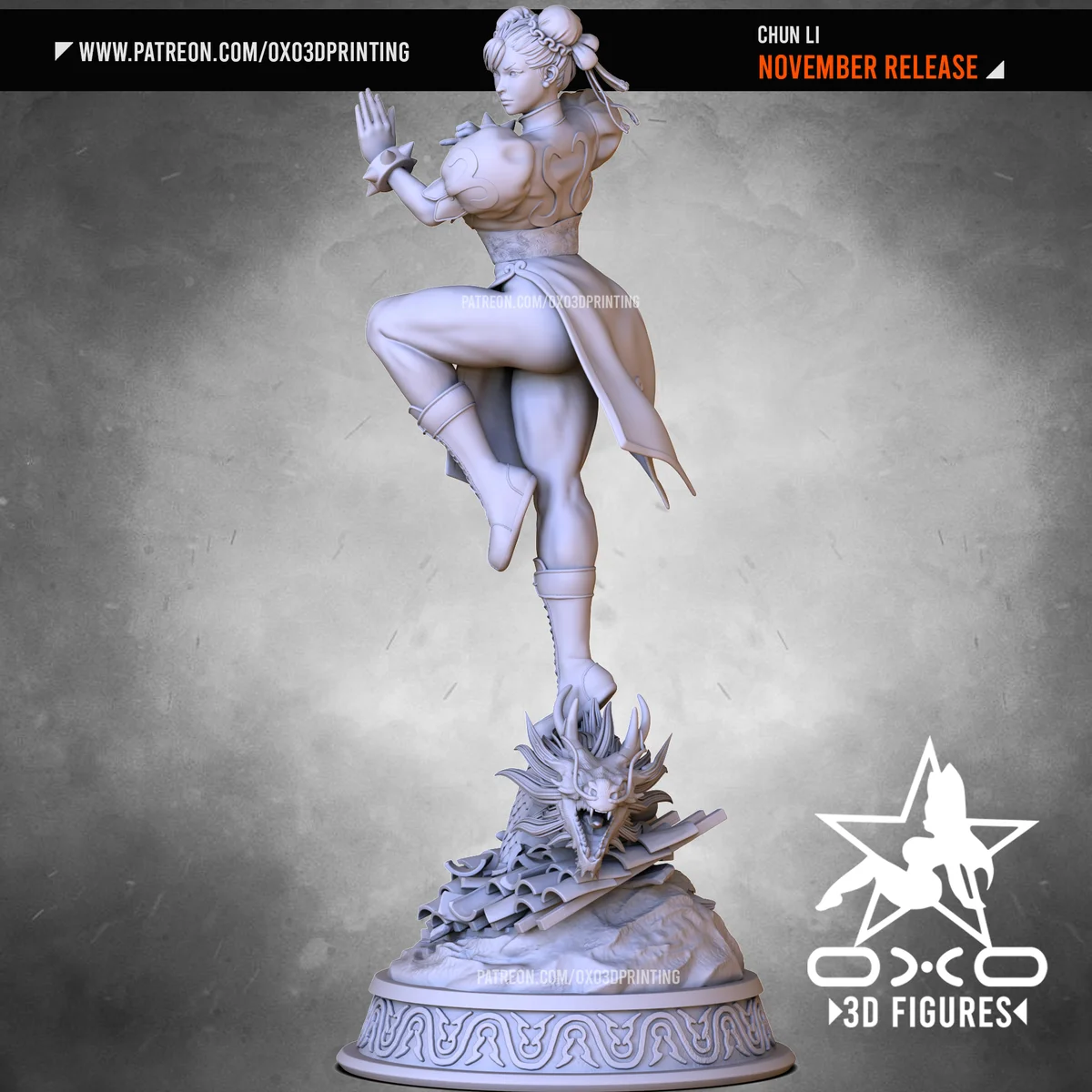 Chun Li | Fan Art | 3D Printed Resin Model Garage Kit | *Un-Painted* | OXO3D 7