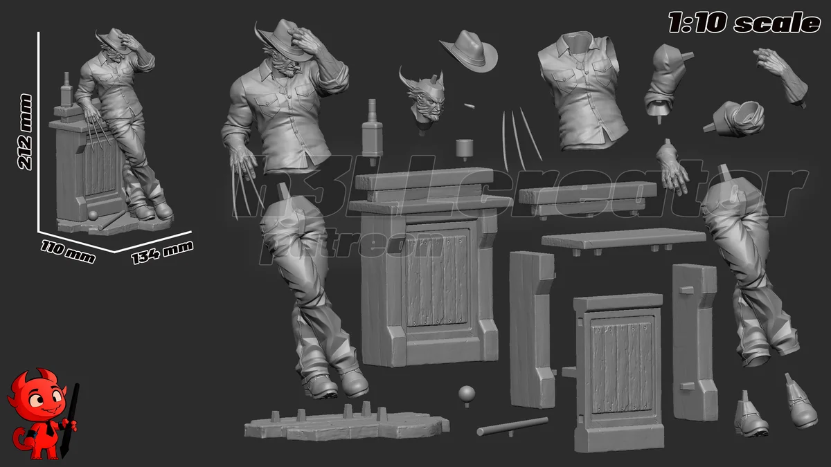 Logan | Fan Art | 3D Printed Resin Model Garage Kit | *Un-Painted* | H3LL Creator 13