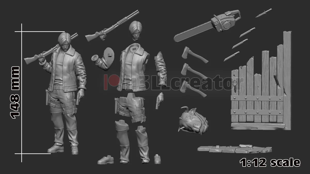Leon Kennedy (jacket Version) | Fan Art | 3D Printed Resin Model Garage Kit | *Un-Painted* | H3LL Creator 10
