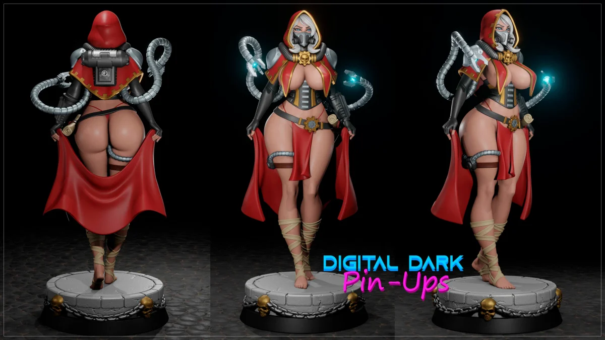 Female Tech Priest | Fan Art | 3D Printed Resin Model Garage Kit | *Un-Painted* | Digital Dark 2