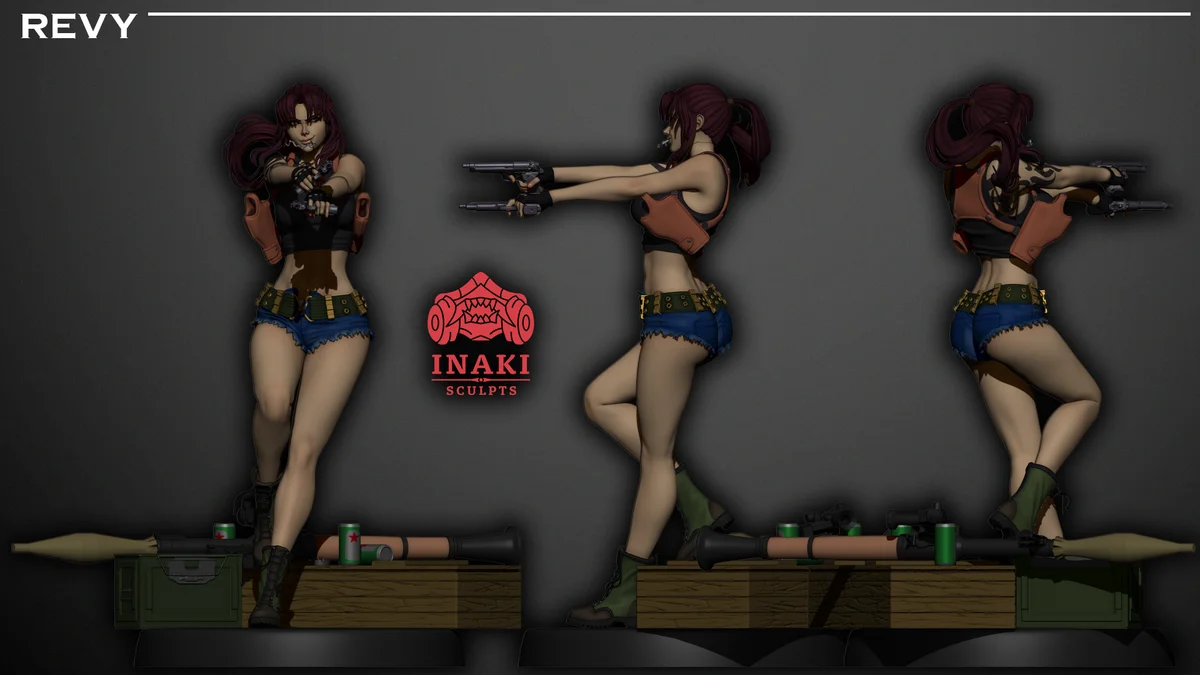 Revy | Fan Art | 3D Printed Resin Model Garage Kit | *Un-Painted* | Inaki Sculpts 5