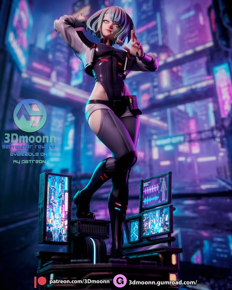 Lucy - Cyberpunk Edgerunners | Fan Art | 3D Printed Resin Model Garage Kit | *Un-Painted* | 3DMoonn 7