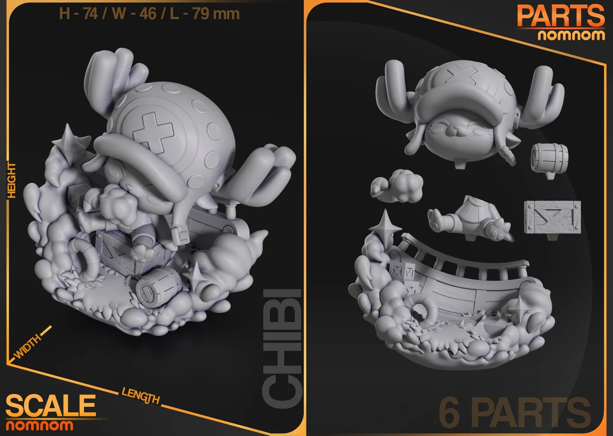 Chibi - Tony Tony Chopper | Fan Art | 3D Printed Resin Model Garage Kit | *Un-Painted* | Nomnom 7