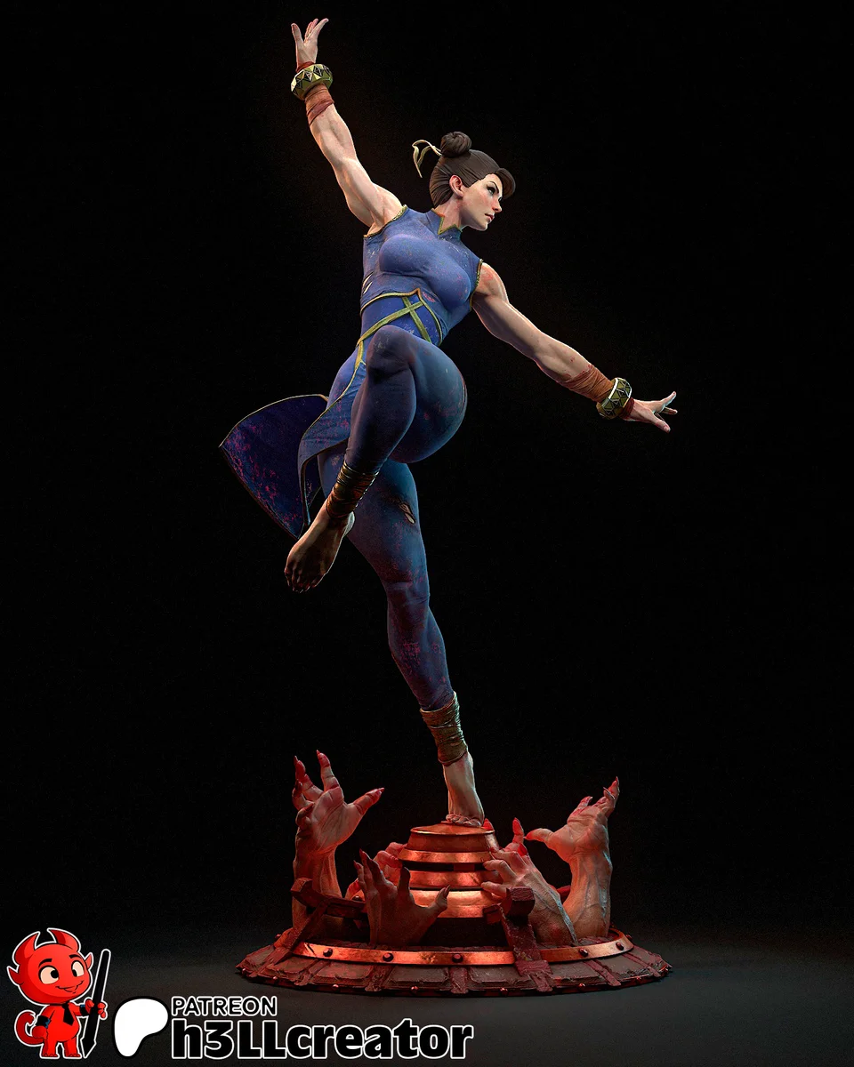 Chun-Li | Fan Art | 3D Printed Resin Model Garage Kit | *Un-Painted* | H3LL Creator 4