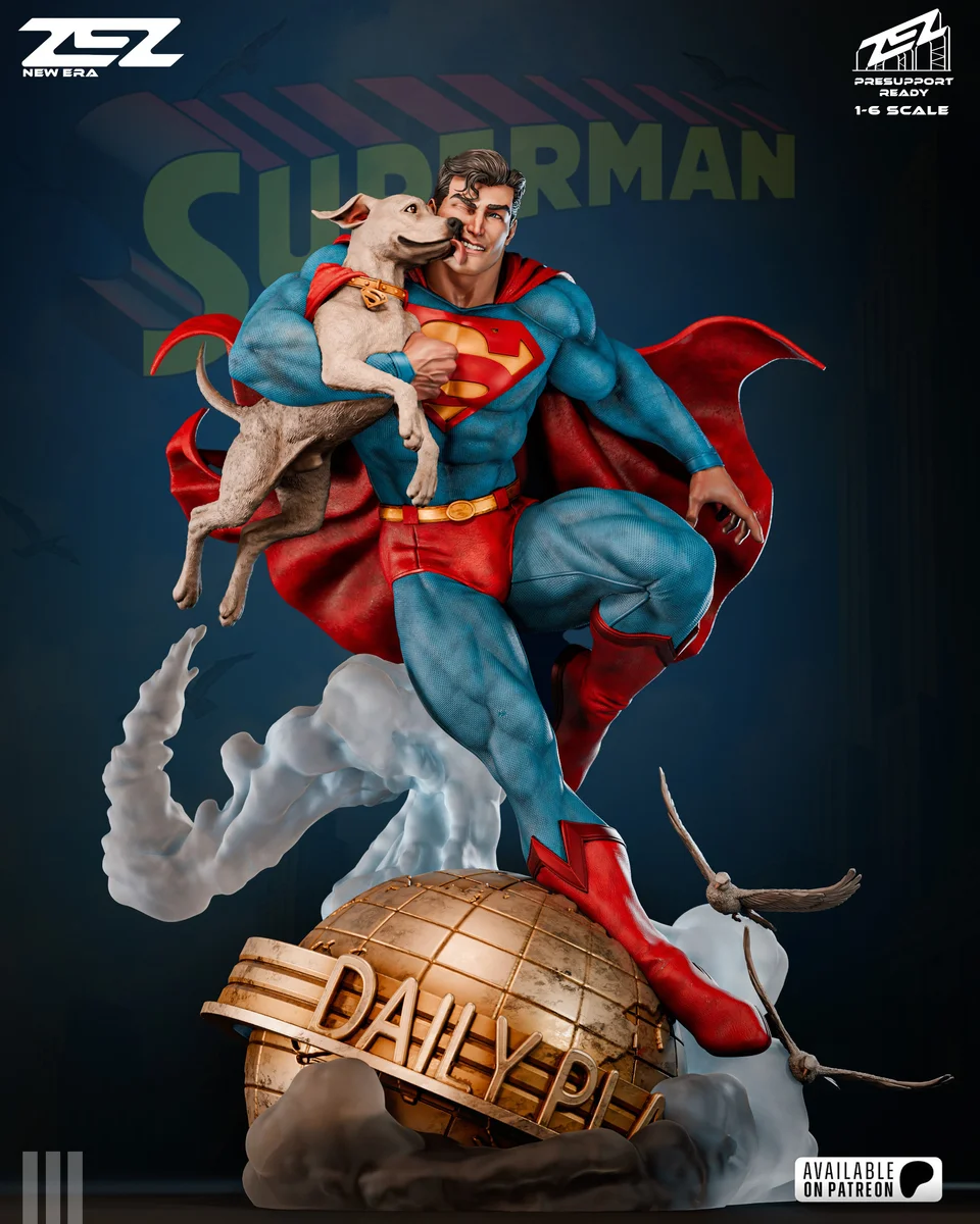 Superman & Krypto | Fan Art | 3D Printed Resin Model Garage Kit | *Un-Painted* | ZEZ Studio
