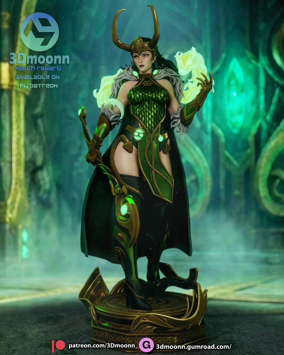 Lady Loki | Fan Art | 3D Printed Resin Model Garage Kit | *Un-Painted* | 3DMoonn 3