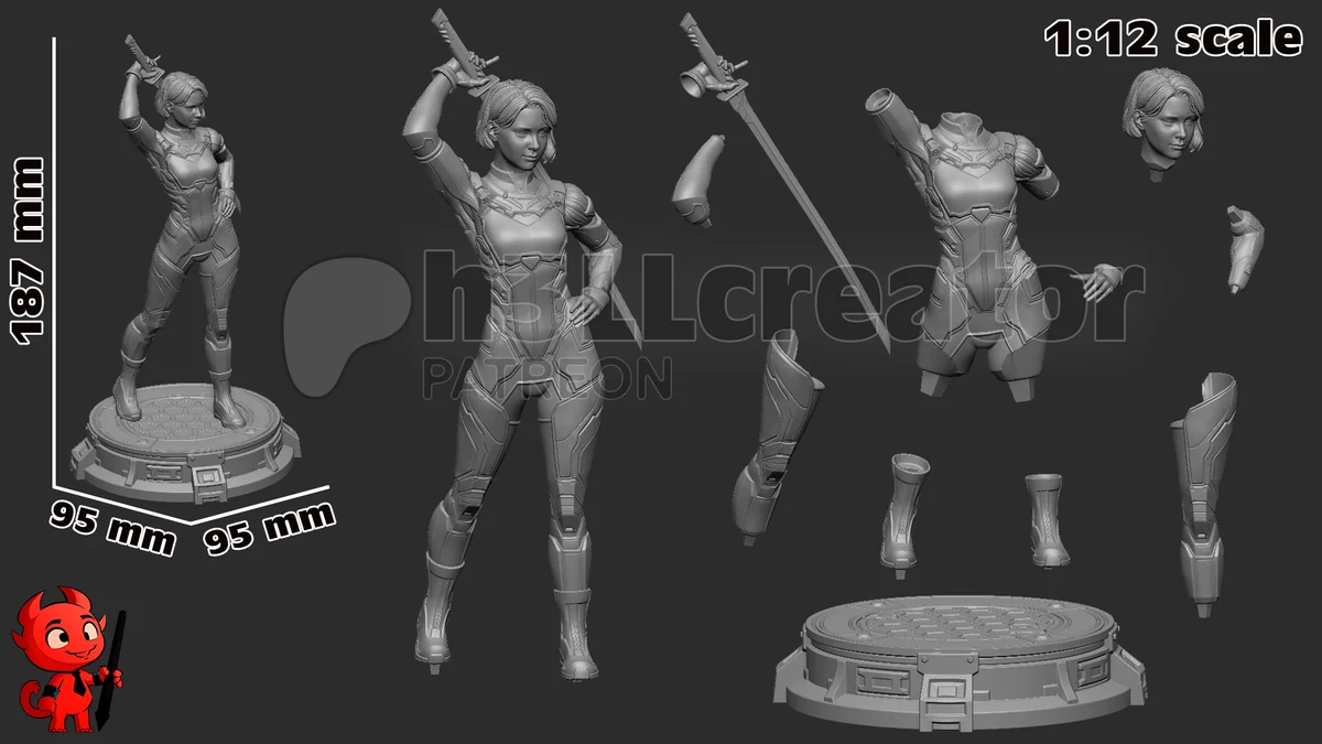 Mio | Fan Art | 3D Printed Resin Model Garage Kit | *Un-Painted* | H3LL Creator 12