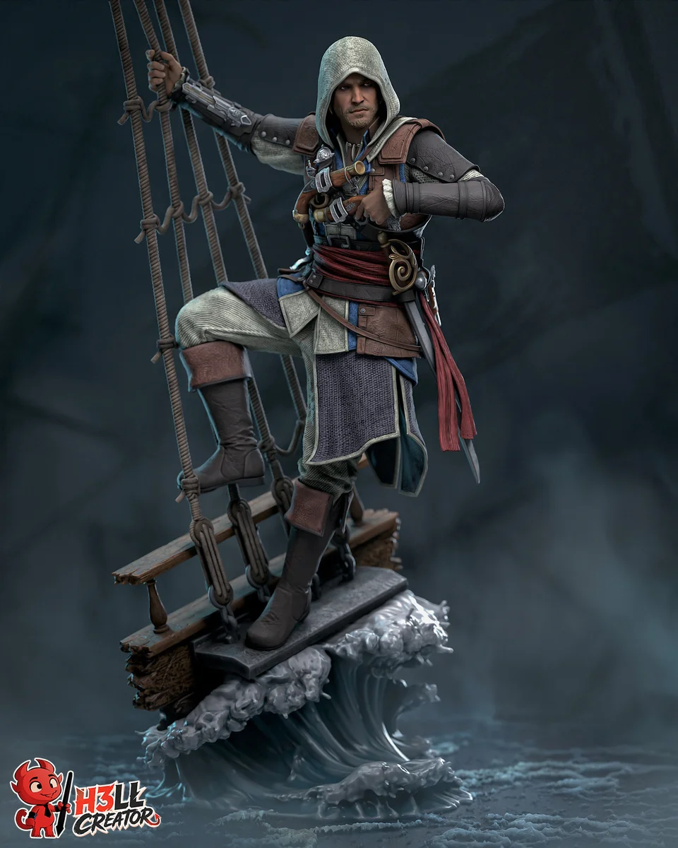 Edward Kenway | Fan Art | 3D Printed Resin Model Garage Kit | *Un-Painted* | H3LL Creator 8
