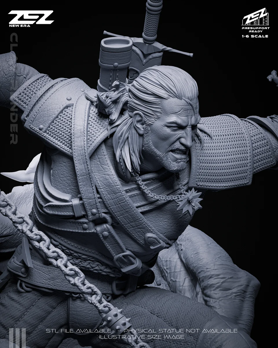 Geralt | Fan Art | 3D Printed Resin Model Garage Kit | *Un-Painted* | ZEZ Studio 20