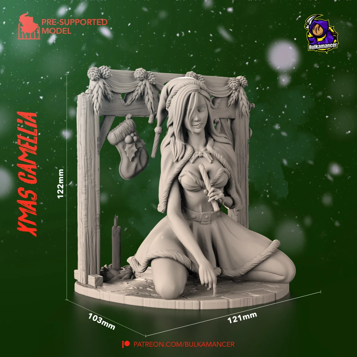 Camellia (XMAS) | Fan Art | 3D Printed Resin Model Garage Kit | *Un-Painted* | Bulkamancer 4