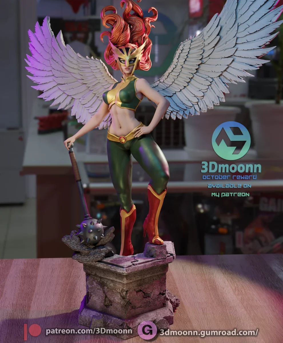 Hawkgirl | Fan Art | 3D Printed Resin Model Garage Kit | *Un-Painted* | 3DMoonn 3