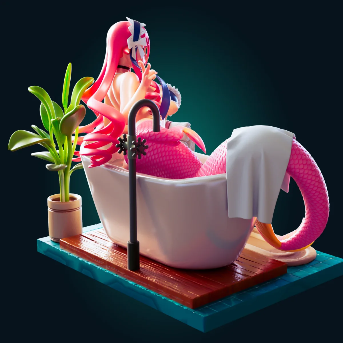 Meroune Mermaid Monster Girl | Fan Art | 3D Printed Resin Model Garage Kit | *Un-Painted* | Officer Rhu 2