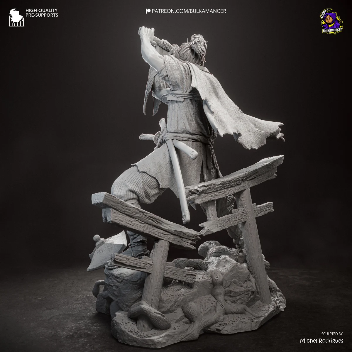 Miyamoto Musashi | Fan Art | 3D Printed Resin Model Garage Kit | *Un-Painted* | Bulkamancer 14