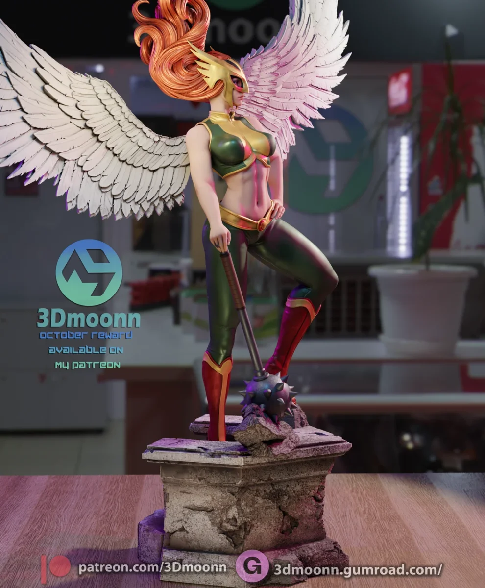 Hawkgirl | Fan Art | 3D Printed Resin Model Garage Kit | *Un-Painted* | 3DMoonn 7