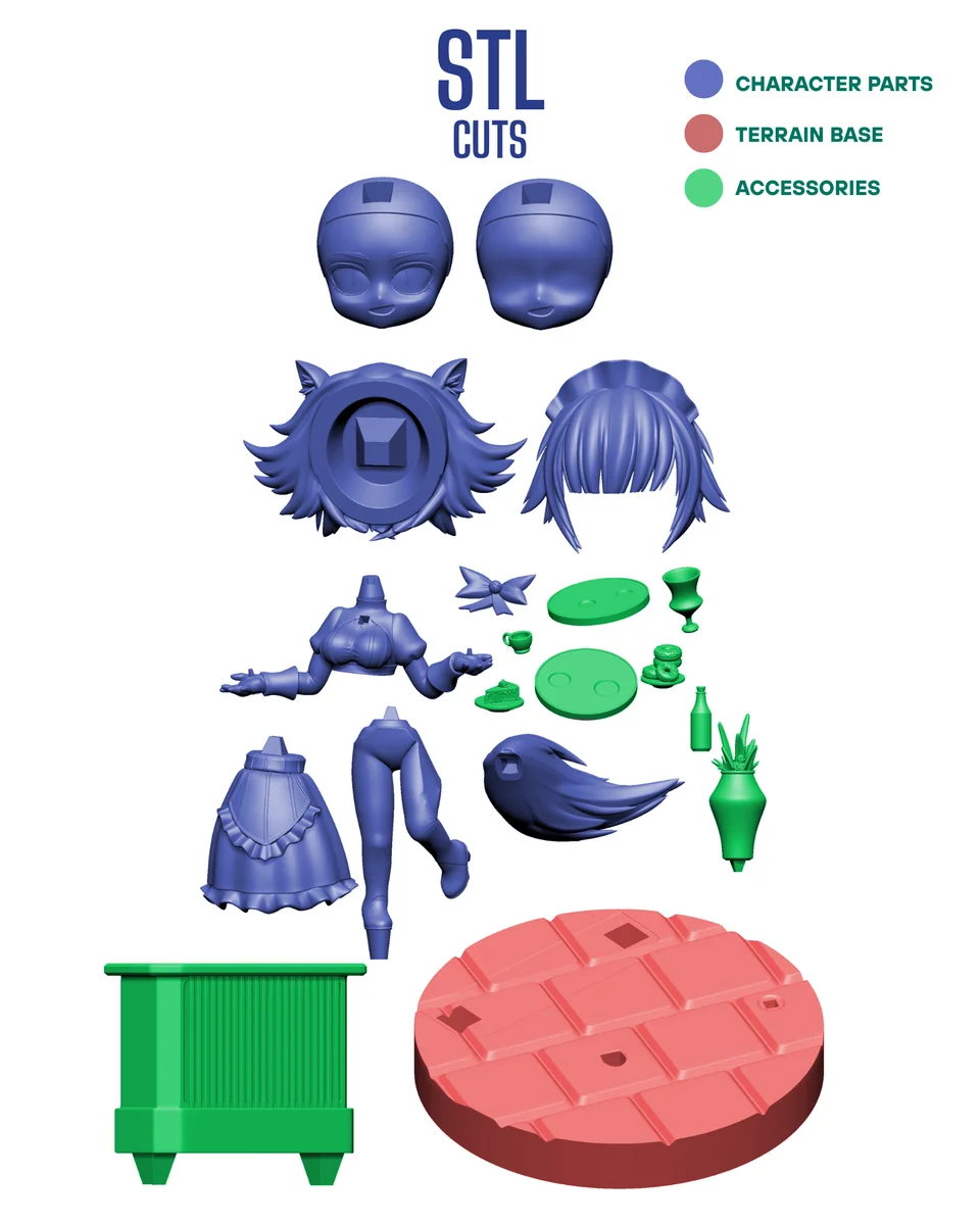 Chibi Cat Maid | Fan Art | 3D Printed Resin Model Garage Kit | *Un-Painted* | Chuya Factory 9