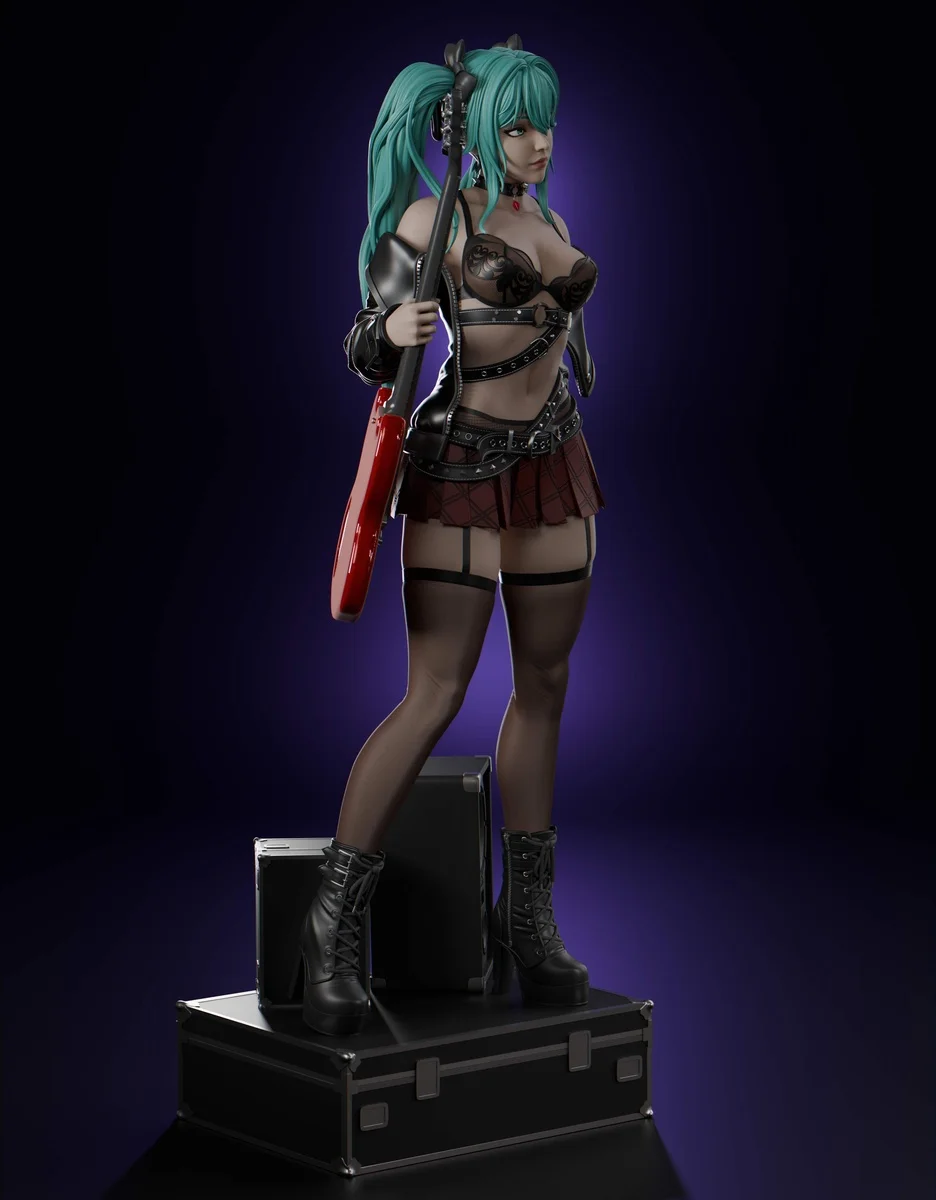 Hatsune Miku (Rock ver) | Fan Art | 3D Printed Resin Model Garage Kit | *Un-Painted* | Abe3D 4