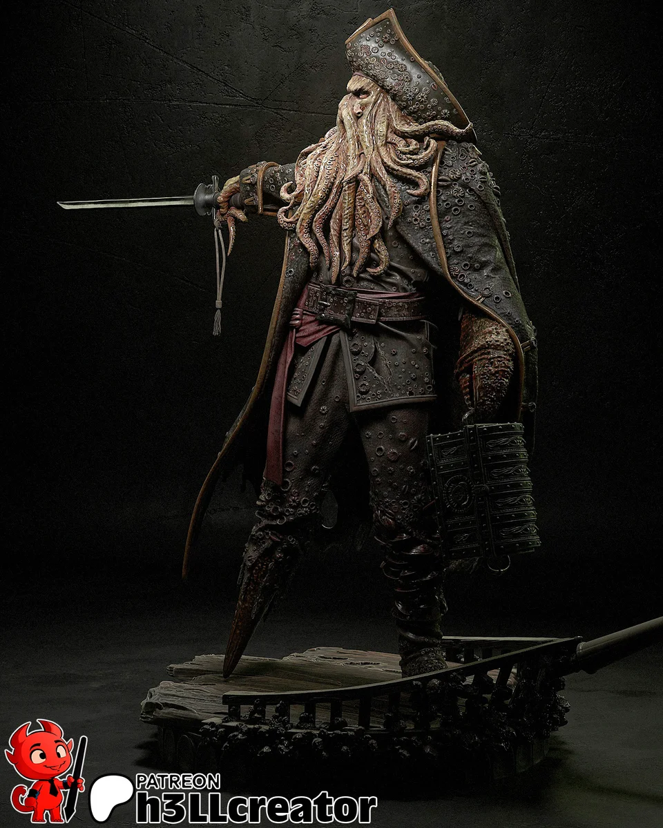 Davy Jones | Fan Art | 3D Printed Resin Model Garage Kit | *Un-Painted* | H3LL Creator 3