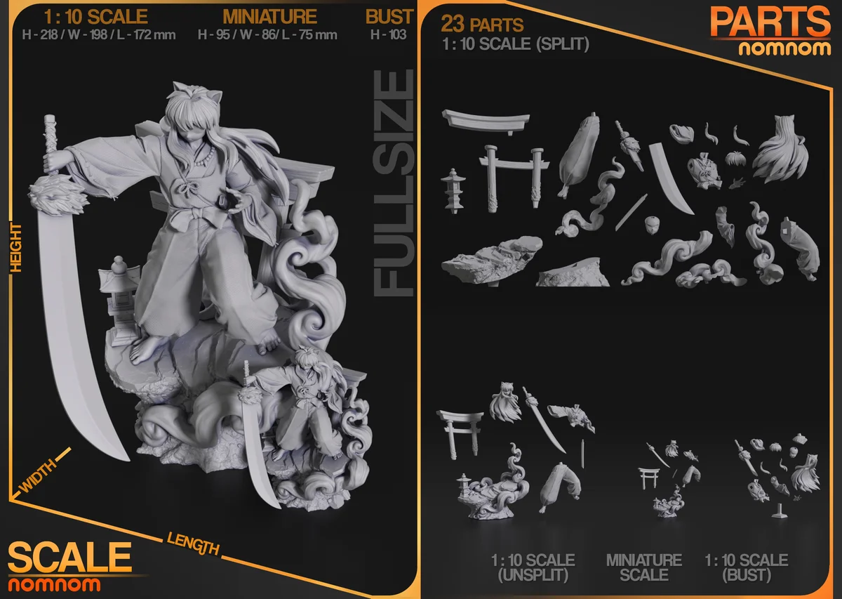 Inuyasha | Fan Art | 3D Printed Resin Model Garage Kit | *Un-Painted* | Nomnom 3