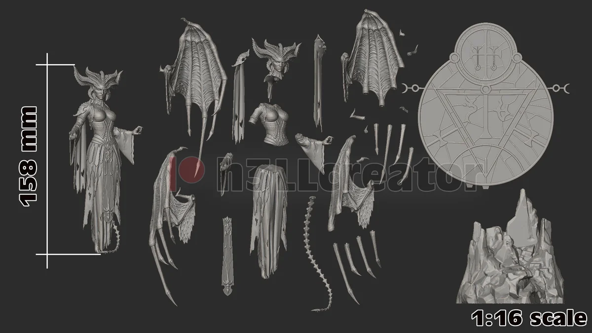 Lilith | Fan Art | 3D Printed Resin Model Garage Kit | *Un-Painted* | H3LL Creator 11
