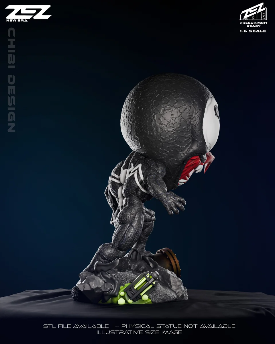 Chibi Venom | Fan Art | 3D Printed Resin Model Garage Kit | *Un-Painted* | ZEZ Studio 3