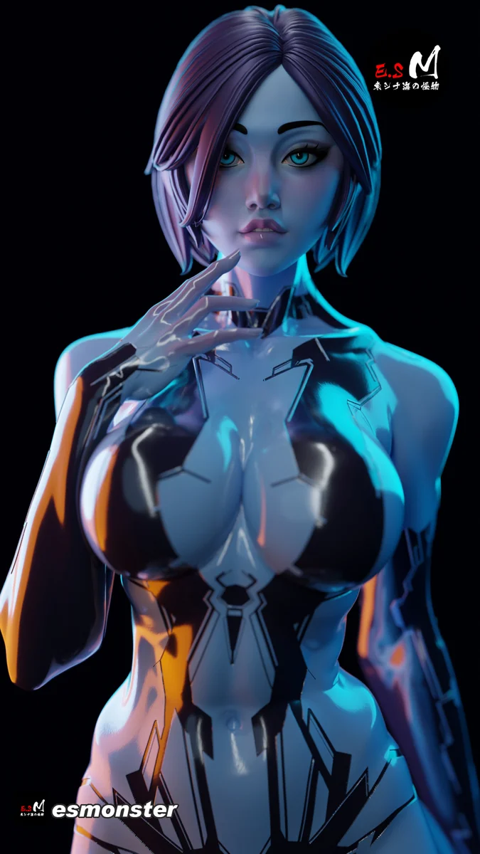 Cortana | Fan Art | 3D Printed Resin Model Garage Kit | *Un-Painted* | ES Monster