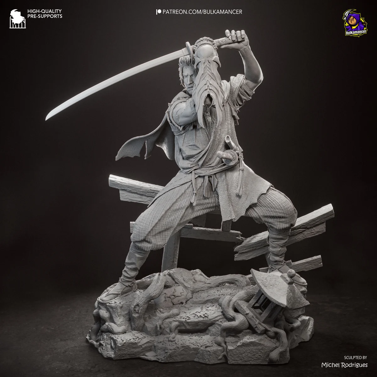 Miyamoto Musashi | Fan Art | 3D Printed Resin Model Garage Kit | *Un-Painted* | Bulkamancer 15